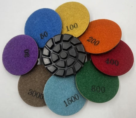 3'' patrón en espiral de uso húmedo de acero de unión híbrida de transición de suelo de hormigón diamantes de molienda pucks de pulido