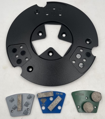 Placa de conversión de HTC de 270 mm con ranuras magnéticas de forma tripla trapezoidal para poder usar una variedad de tipos de herramientas de molienda de diamantes de suelo trapezoidal